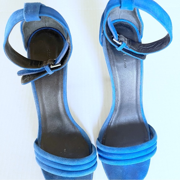 Celine Royal Blue Suede Ankle Strap High Heel Sandal Size 37 - Picture 3 of 7